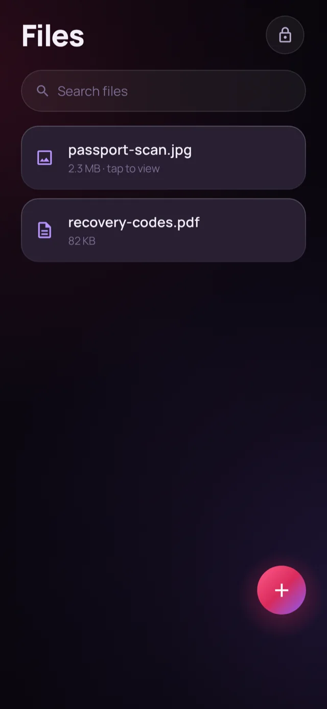Files screen