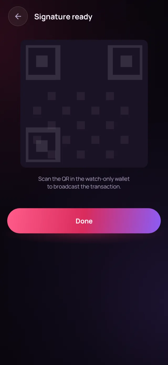 Signing screen