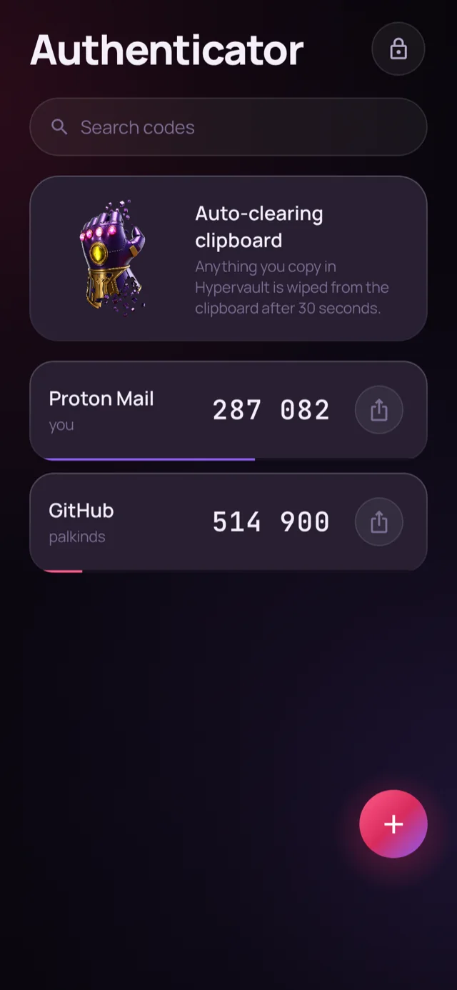Authenticator screen